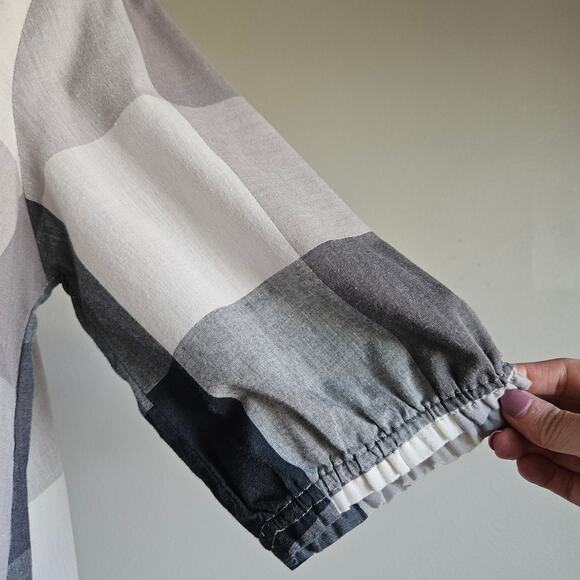 Paprika‎ Dress Womens M Gray White Plaid Gingham Mini Prairie Cottage Country - Picture 3 of 9